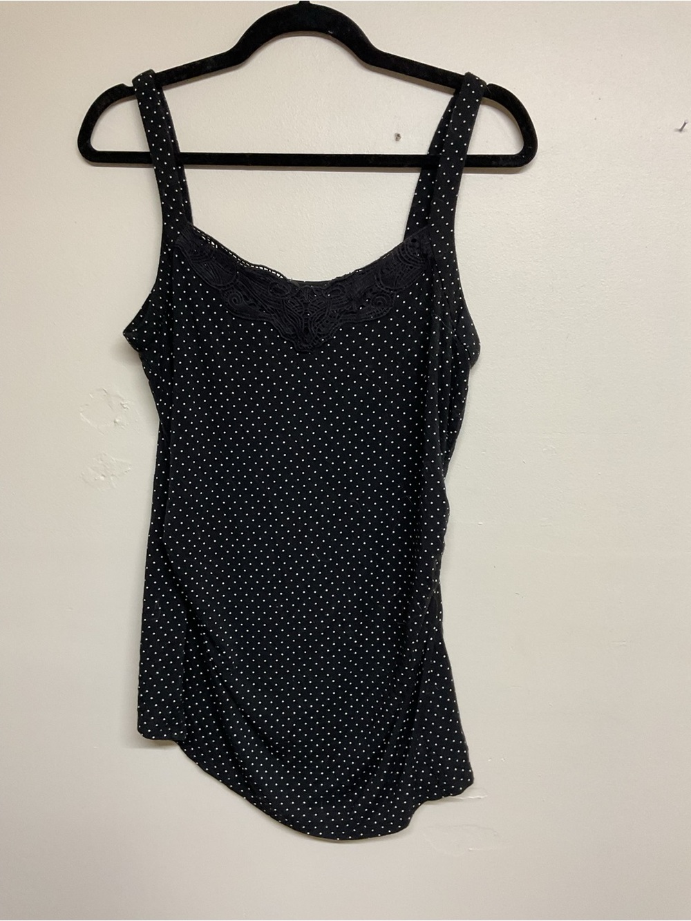 Maurices Black Polka Dot Lace-Trim Camisole